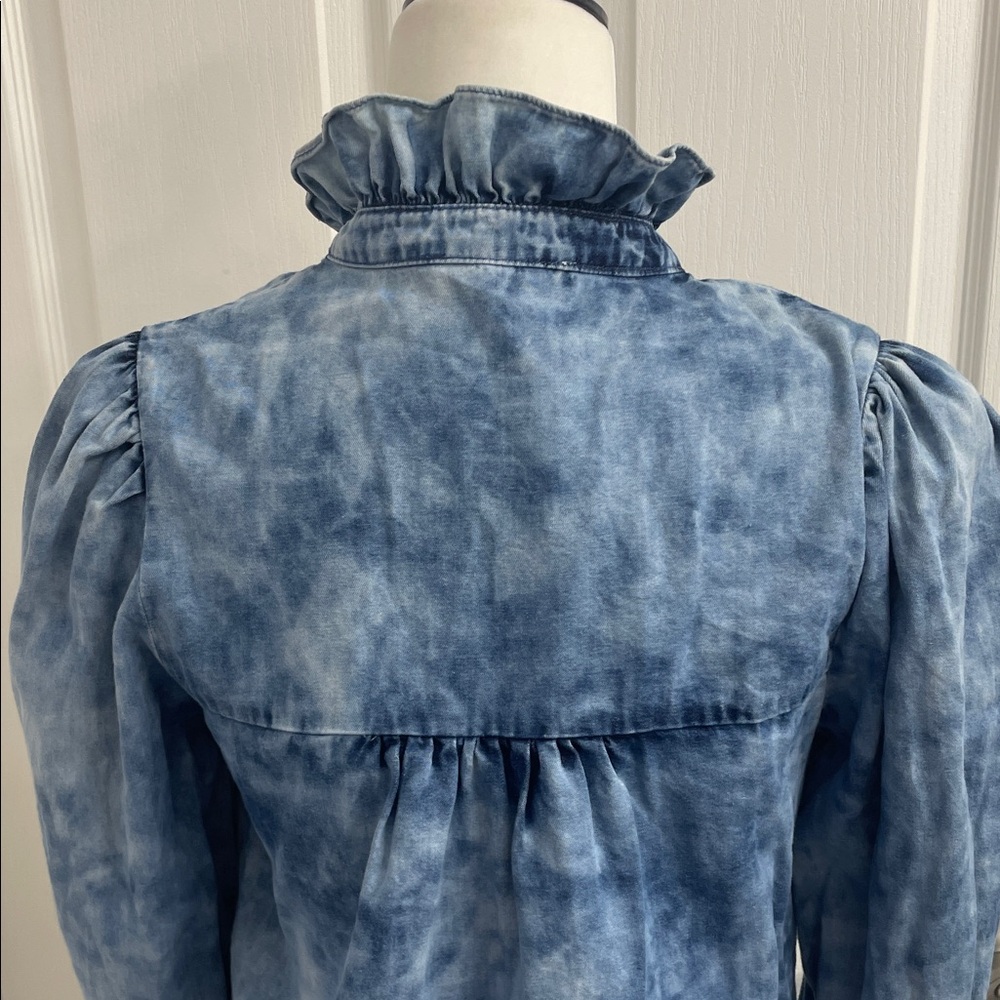 Women's Blue Button Down Shirt - Picture 6 of 12